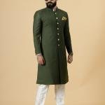 Classic Seaweed Green Achkan for Men | Elegant Ethnic Wear | Jaipurio